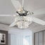 Parrot Uncle F6215A110V Howell 52 in. Indoor Chrome Downrod Mount Crystal Chandelier Ceiling Fan with Light Kit and Remote Control