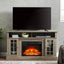Sesslife Electric Fireplace TV Stand with Remote Control for 65 in TV, Farmhouse TV Console Table with Open Storage Shelves & 2 Cabinets, Wooden Media Entertainment Center for Living Room, Gray