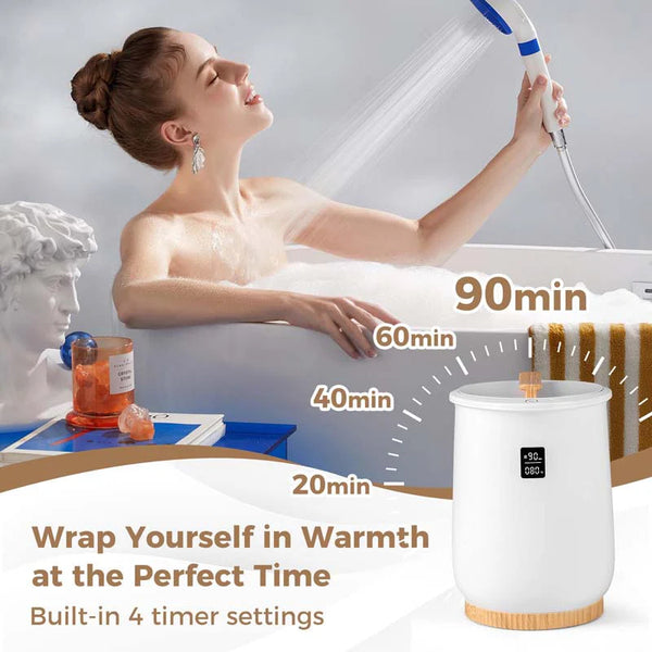20L Towel Warmer Bucket for Bathroom, Hot Towel Heater with LED Screen, Wood Handle, Fragrant Disc Holder, Blanket Warmer for Pajamas, Bathrobes