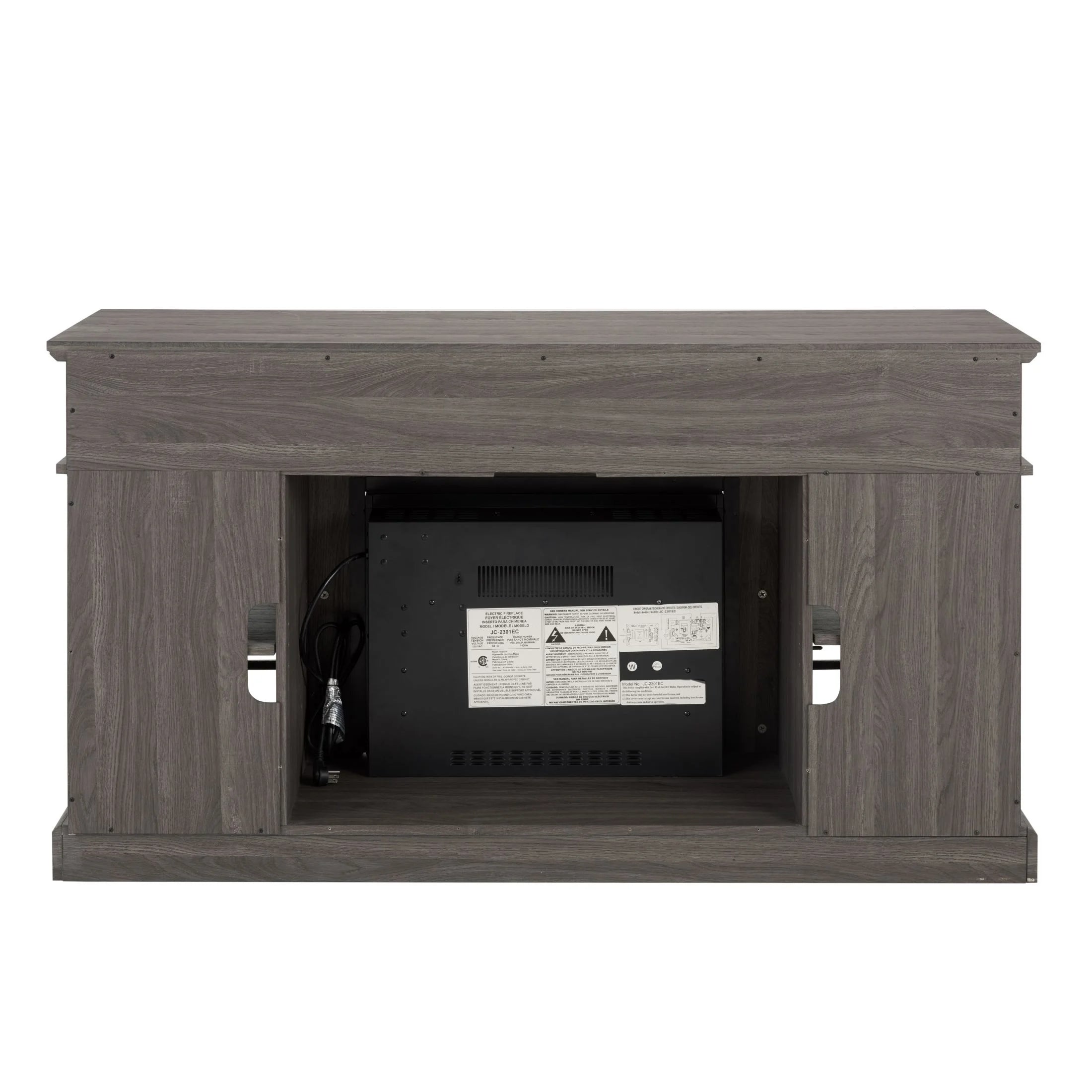 Sesslife Electric Fireplace TV Stand with Remote Control for 65 in TV, Farmhouse TV Console Table with Open Storage Shelves & 2 Cabinets, Wooden Media Entertainment Center for Living Room, Gray