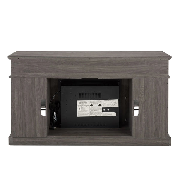 Sesslife Electric Fireplace TV Stand with Remote Control for 65 in TV, Farmhouse TV Console Table with Open Storage Shelves & 2 Cabinets, Wooden Media Entertainment Center for Living Room, Gray