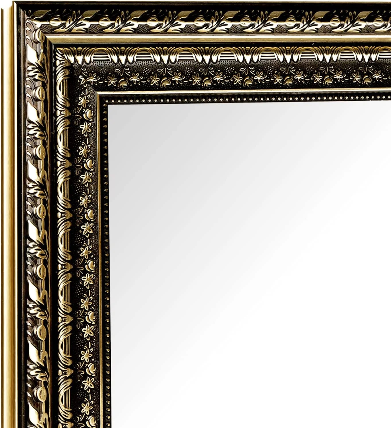 H - A Black&Gold Framed Rectangle Bathroom Mirrors for Wall, Wall Mounted Vintage Mirror Vertical or Horizontal Hanging for Living Room, Bedroom (40''X24''Vintage)