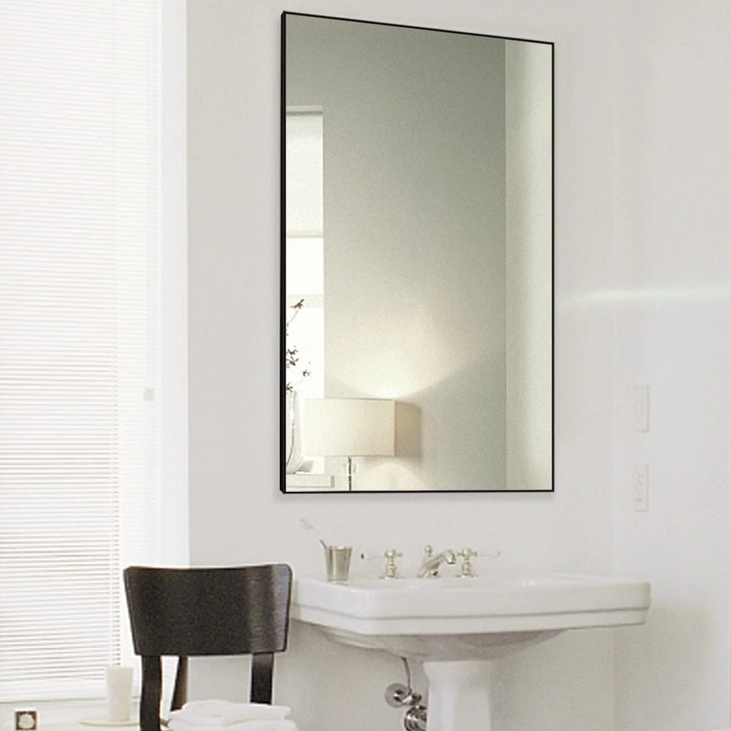 H - A Black&Gold Framed Rectangle Bathroom Mirrors for Wall, Wall Mounted Vintage Mirror Vertical or Horizontal Hanging for Living Room, Bedroom (40''X24''Vintage)