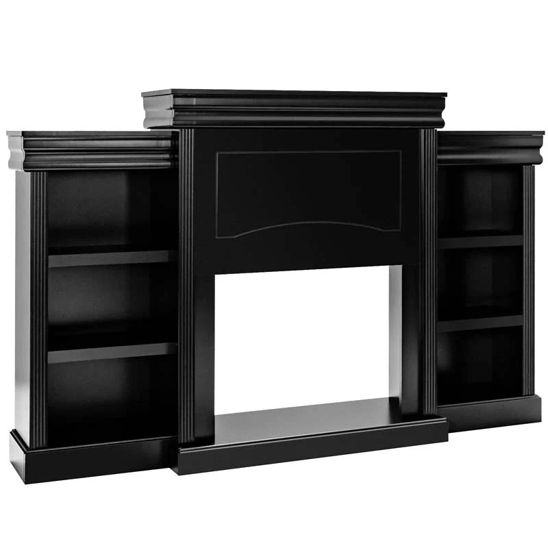 70" Fireplace Mantel TV Stand with Storage Shelves, Freestanding Wood Media Console for 28.5" Fireplace Insert, Living Room & Bedroom Main image