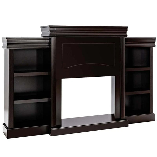70" Fireplace Mantel TV Stand with Storage Shelves, Freestanding Wood Media Console for 28.5" Fireplace Insert, Living Room & Bedroom