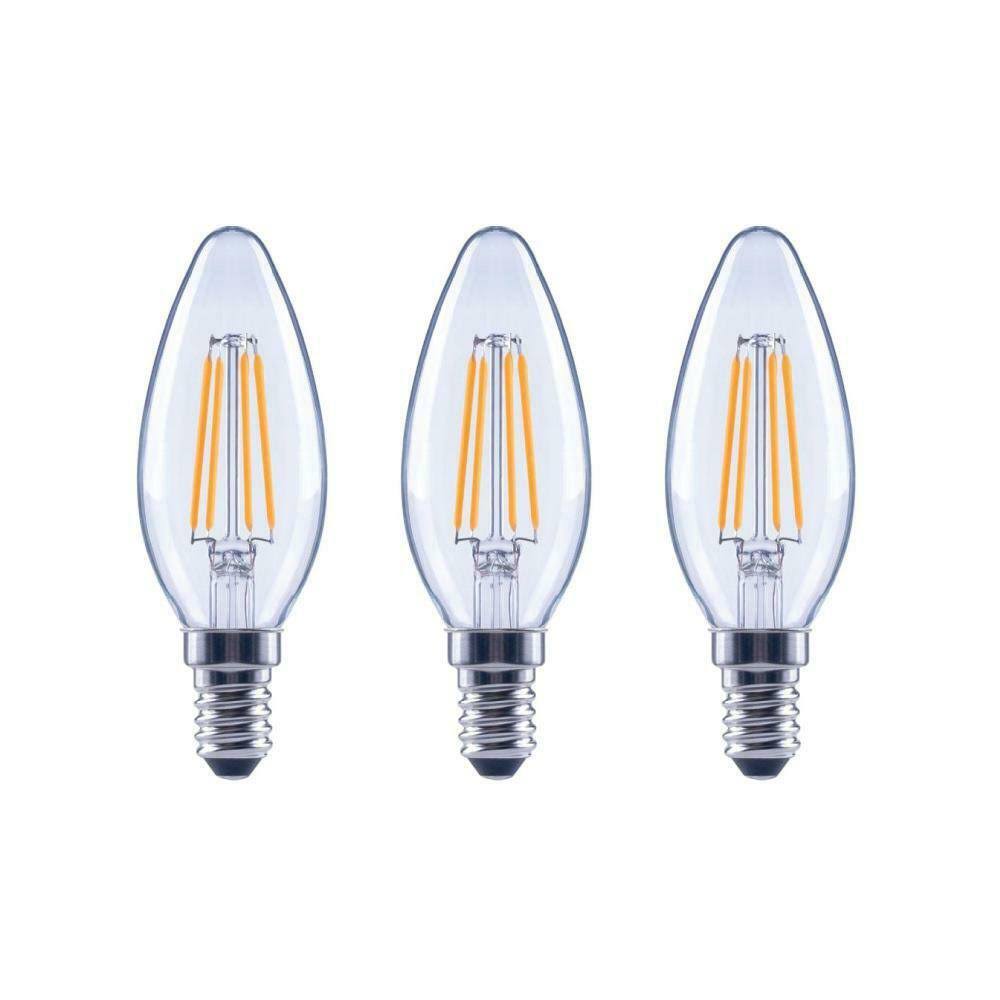 Ecosmart 40-Watt Equivalent B11 Candle Dimmable Clear Glass Filament Vintage LED Light Bulb Soft White (3-pack) Main image