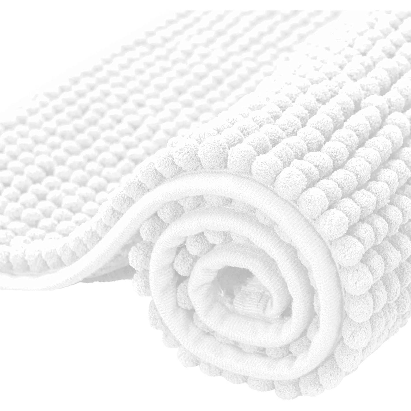Subrtex Luxury Chenille Bath Rugs Soft Bathroom Mats - 24x60 - White
