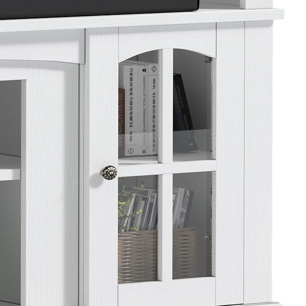 Dextrus Farmhouse LED TV Stand for Tvs up to 65'', Wood TV Media Console Entertainment Center for Living Room, White