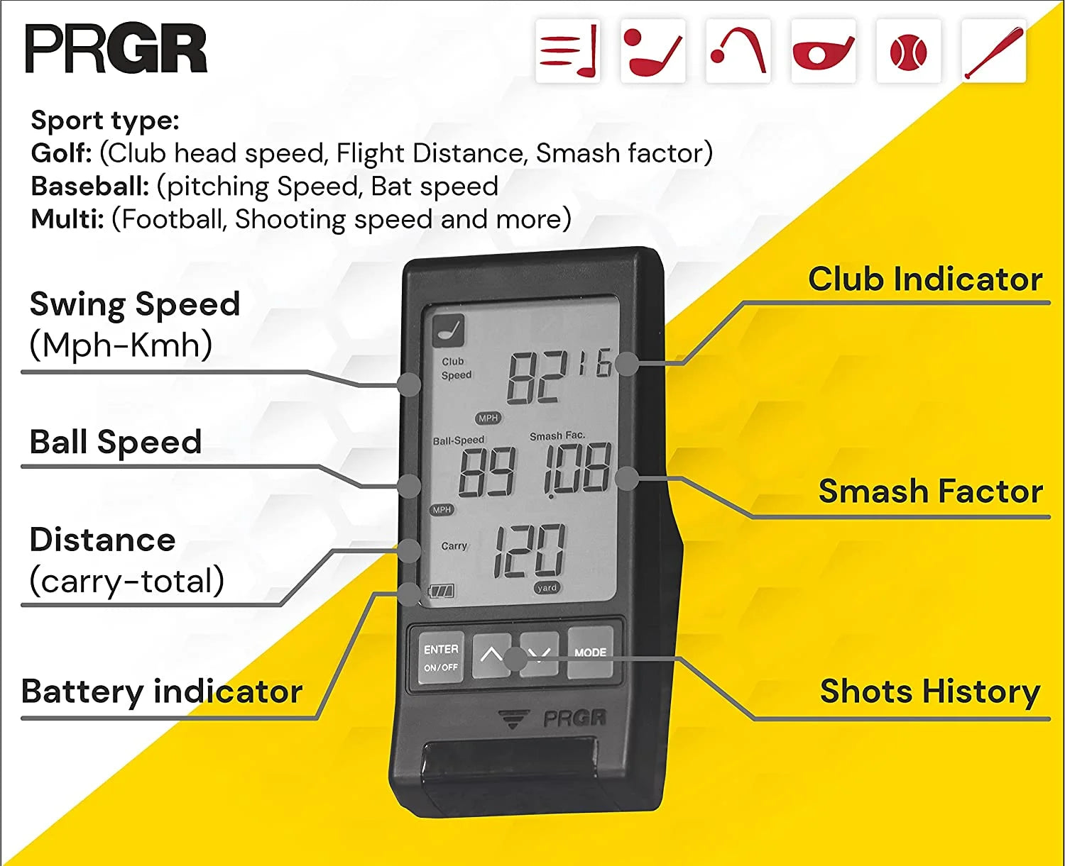PRGR Black Pocket Golf Launch Monitor HS - 130A (2021 Model)